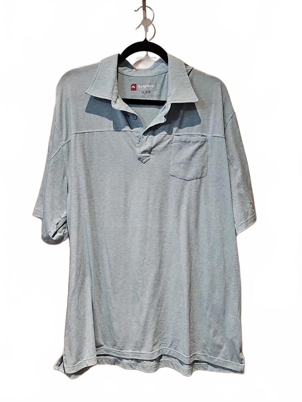 Simms Fishing Guide Series Performance Polo Shirt Mens 2XL Blue Outdoors Hiking